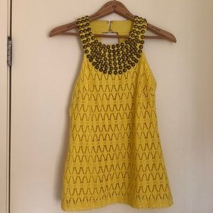 Trina Turk Embellished Crochet Overlay halter tank